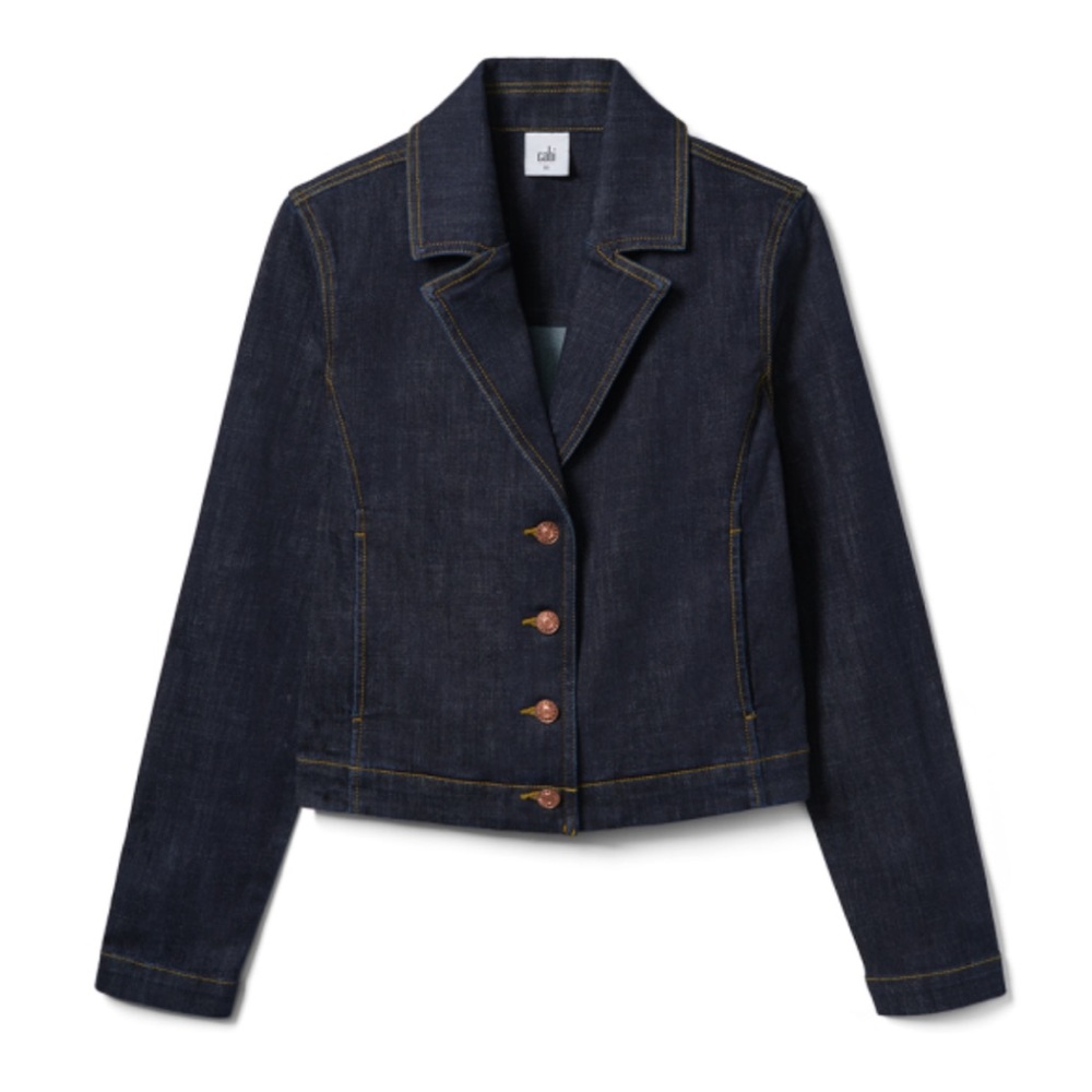 Cabi Dark Blue Denim Johnny Jacket Sz Snall